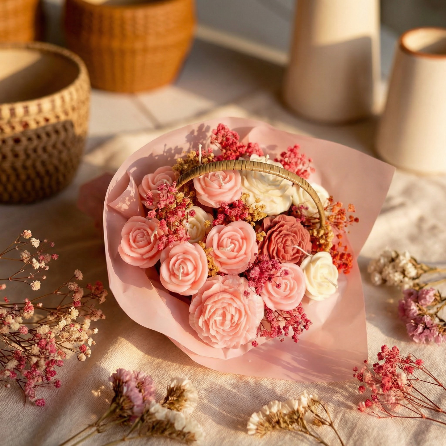 Blooming Radiance Candle Basket (Daisy Vanilla)