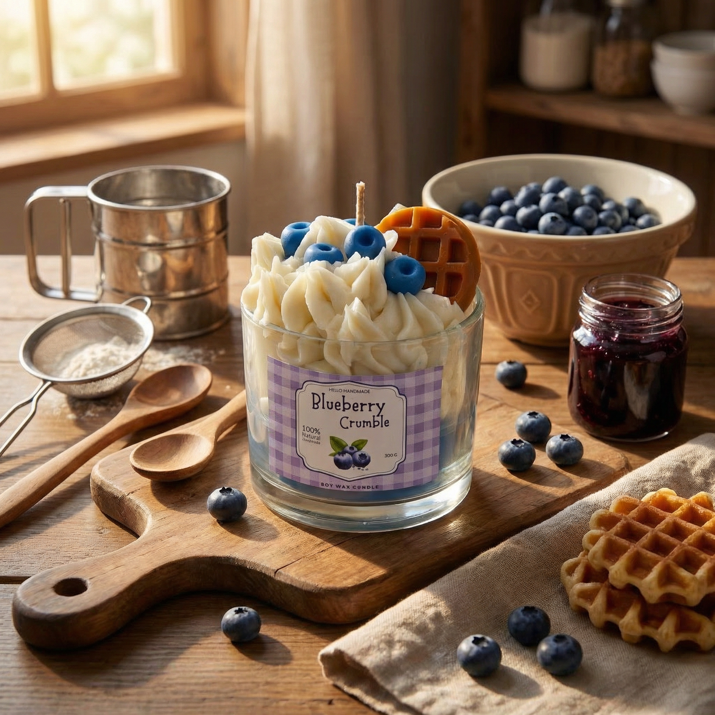 Blueberry Crumble – Dessert-Inspired Soy Wax Candle | 300g