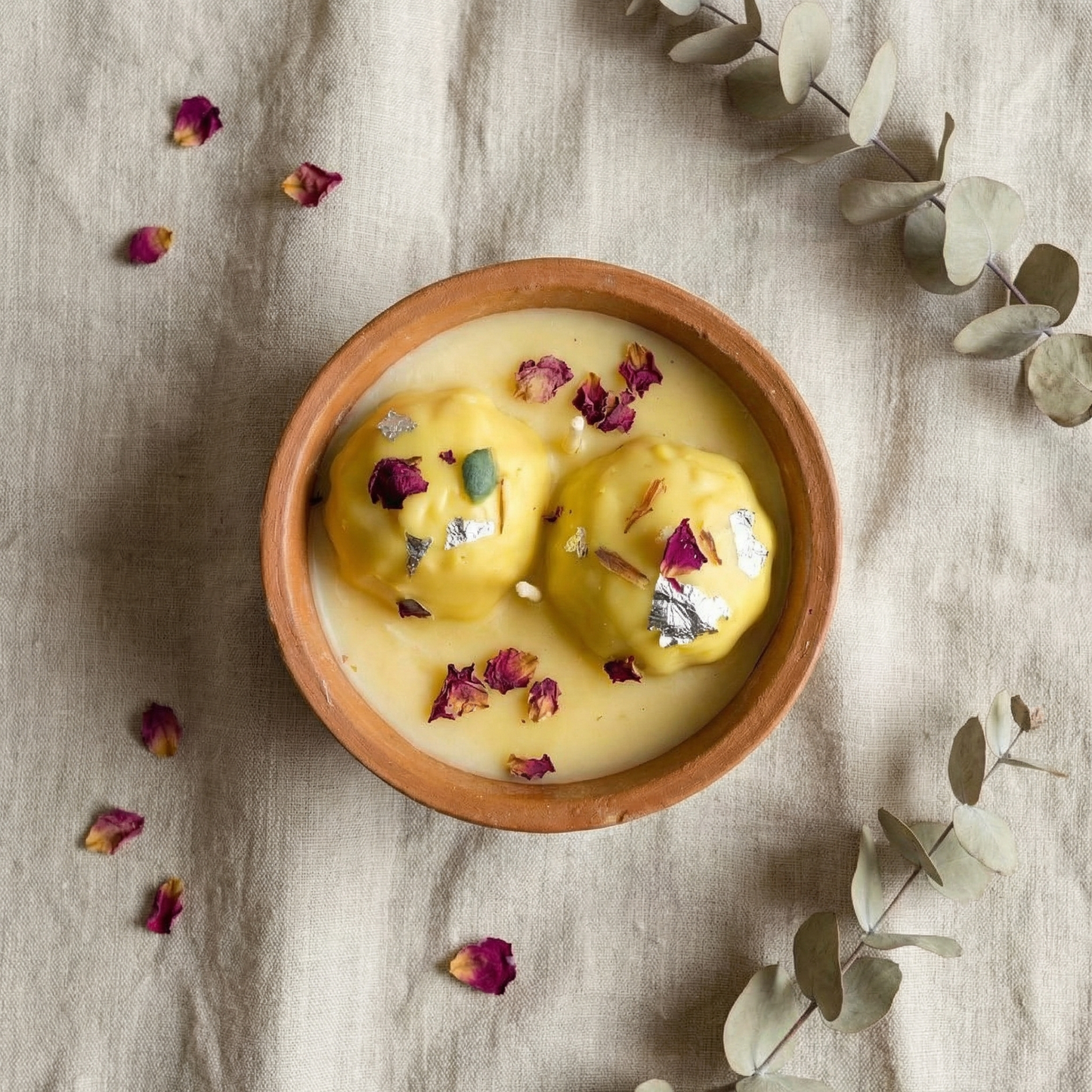 Rasmalai Dessert Candle – Rose Scented Handmade Soy Wax Candle | Luxury Sweet Treat Candle