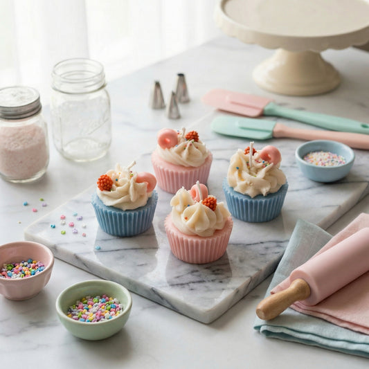 Pack of 4 Cup Cake Candle Vanilla and Strawberry Scent