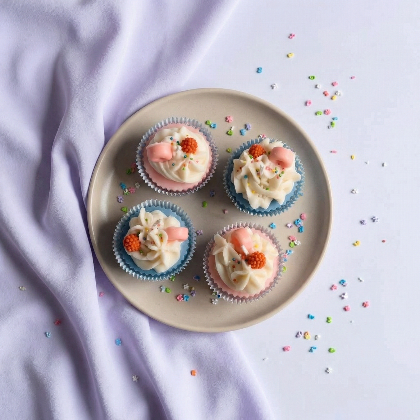 Pack of 4 Cup Cake Candle Vanilla and Strawberry Scent