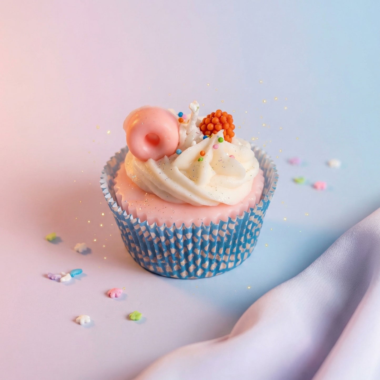 Pack of 4 Cup Cake Candle Vanilla and Strawberry Scent