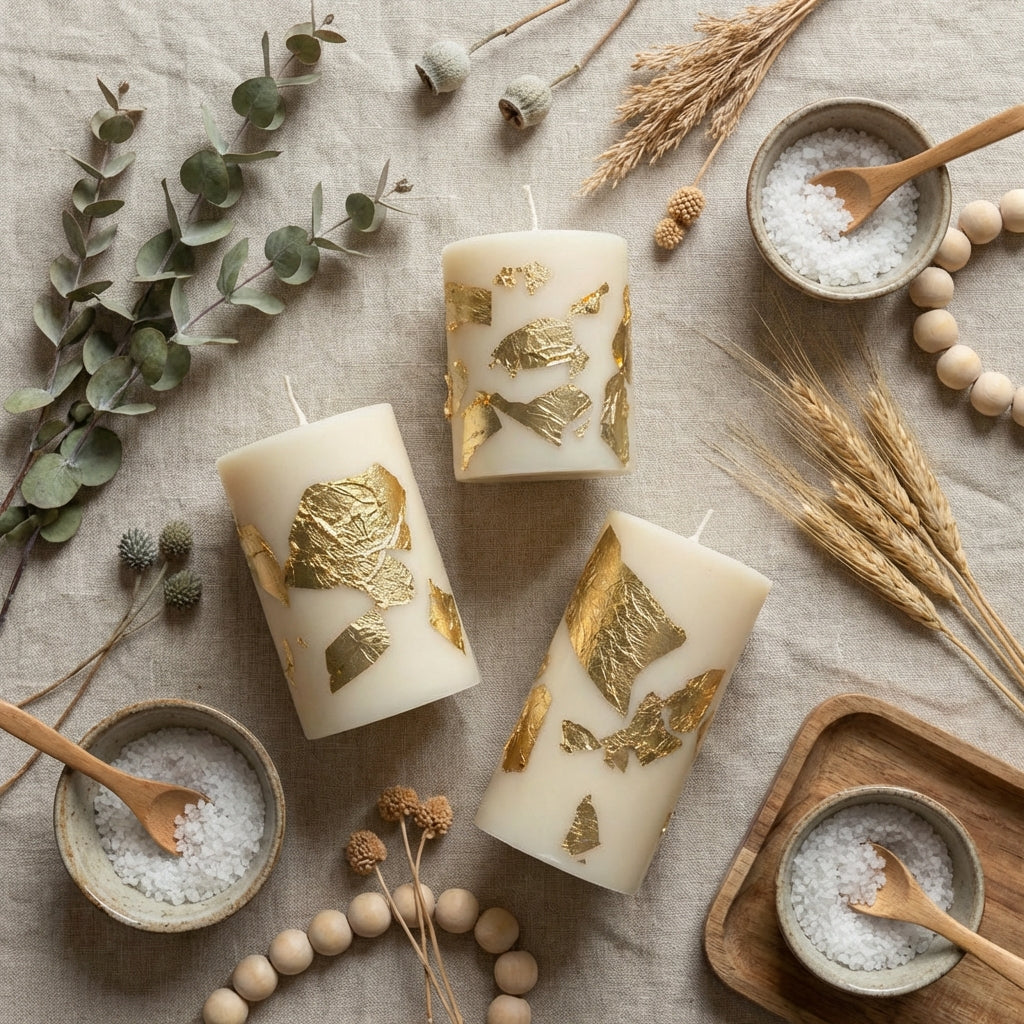 Large Pillar Candle Set of 3 – Warm Vanilla Scented Soy Wax Candles | Elegant Neutral Home Decor & Long-Lasting Aromatherapy