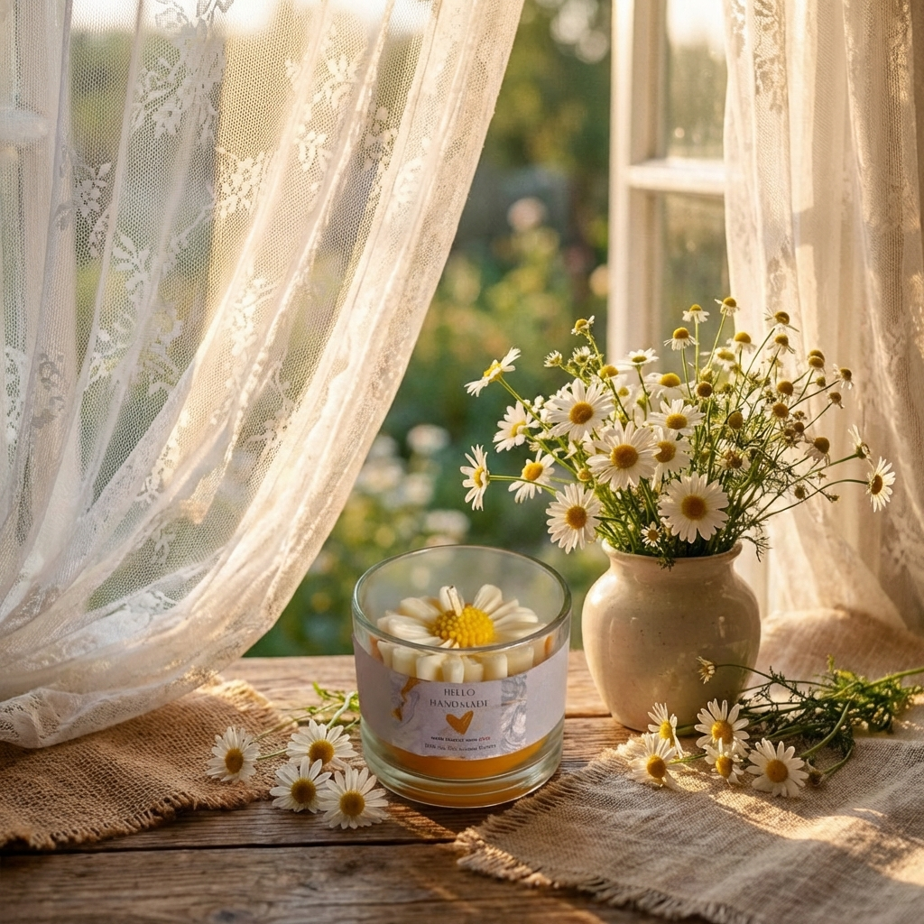 Dreamy Daisy Murphy Glass Jar Candle – Handcrafted Floral Soy Wax Candle for Elegant Home Décor & Relaxing Aromatherapy