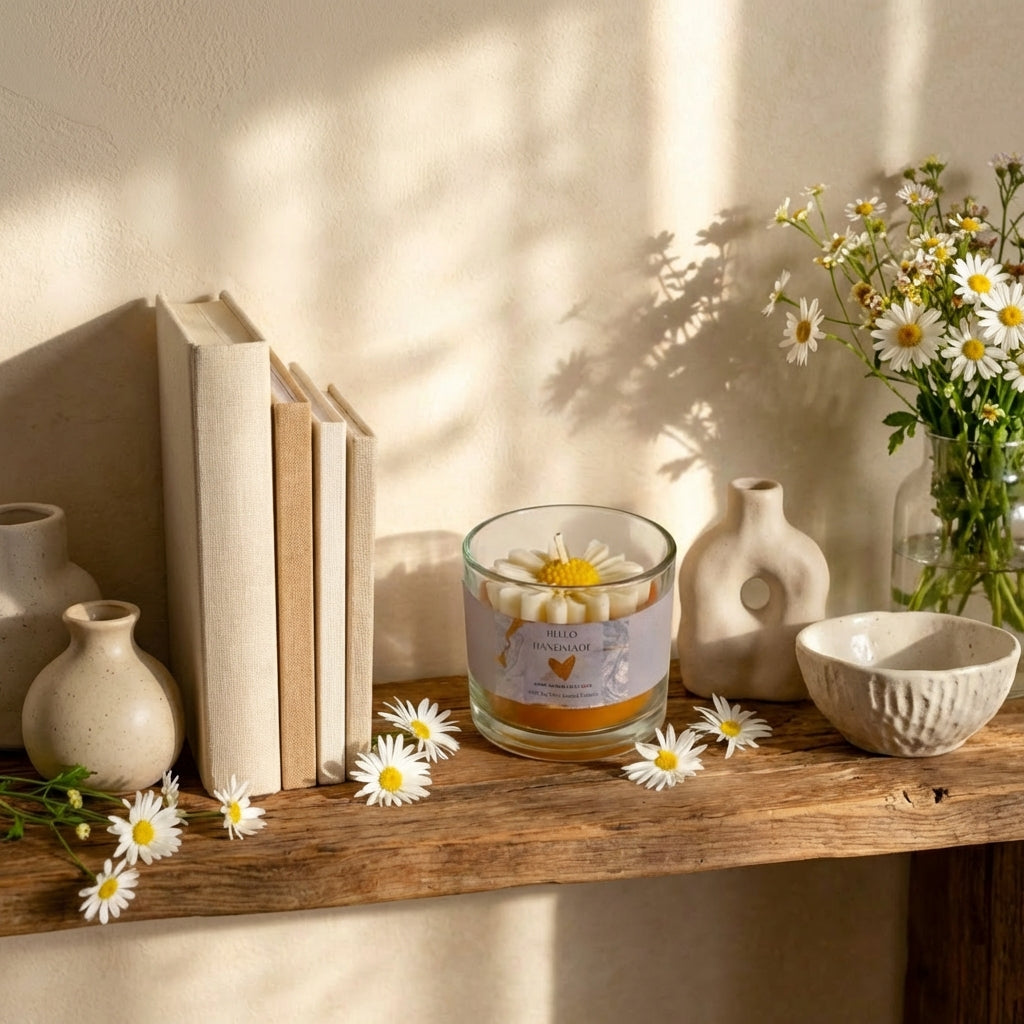 Dreamy Daisy Murphy Glass Jar Candle – Handcrafted Floral Soy Wax Candle for Elegant Home Décor & Relaxing Aromatherapy