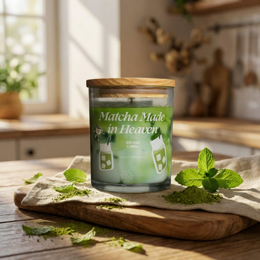 Matcha Made in Heaven Soy Wax Candle – Fresh Creamy Green Tea Scented Glass Jar Candle for Calm & Refreshing Home Ambience