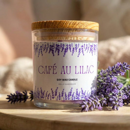 Iced Lavender Latte Soy Wax Candle – Creamy Floral Lavender Scented Glass Jar Candle for Relaxing Home Ambience