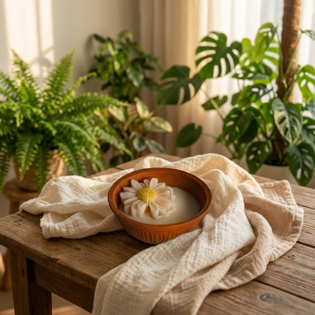 Terracotta Scented Candle | Handmade Rustic Clay Decor Candle