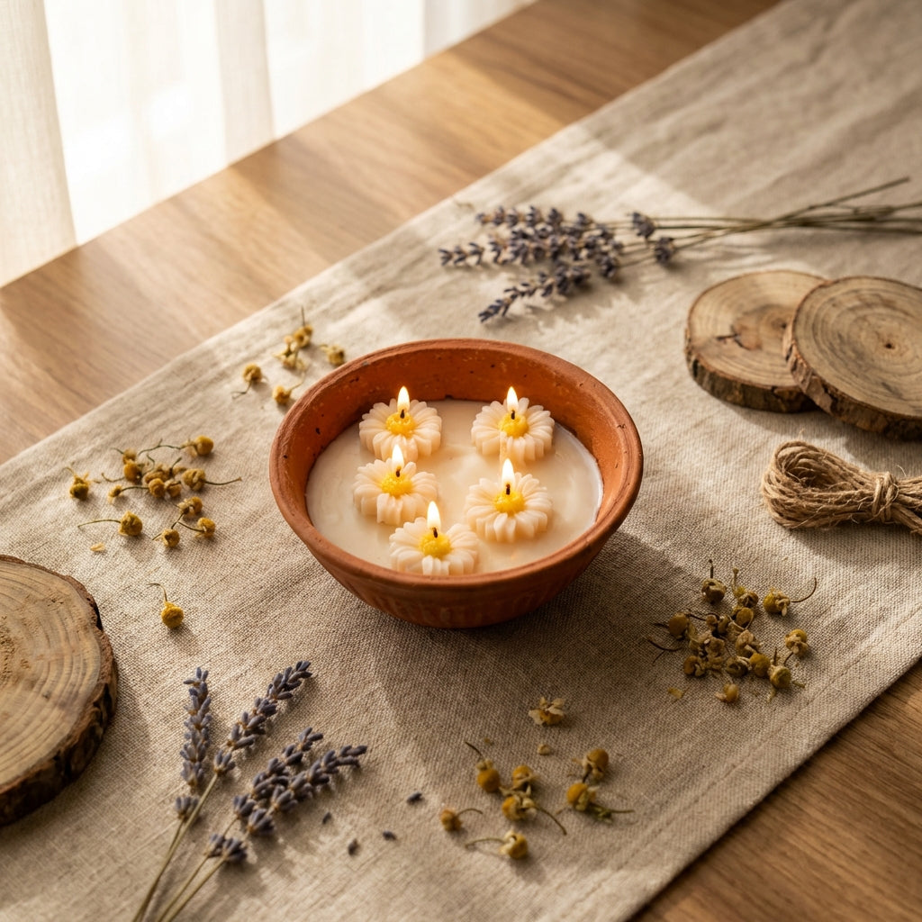 Terracotta Scented Candle | Handmade Rustic Clay Decor Candle