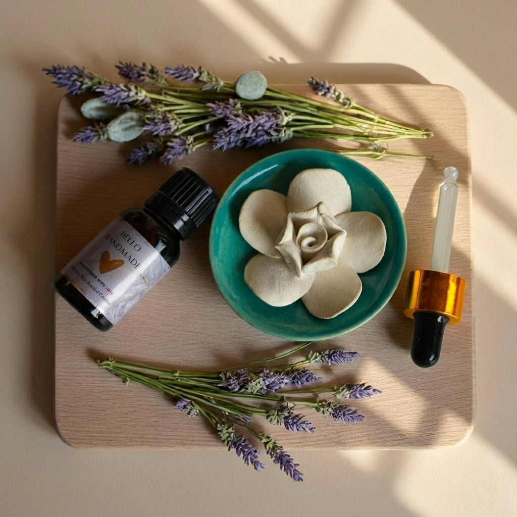 No Flame and Electricity Flower Diffuser with 1 Essential Oil (15 ml) (Lemon Grass)